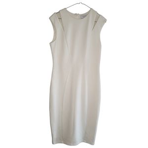 Bailey 44 White Sleeveless Pencil Dress Mesh Shoulder Cutout Size L